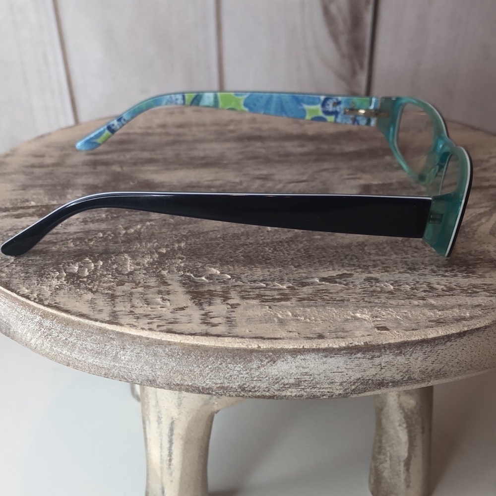Vera Bradley Black Eyeglass frames Blue Lime accent colors plus eyeglasses case - Picture 2 of 12